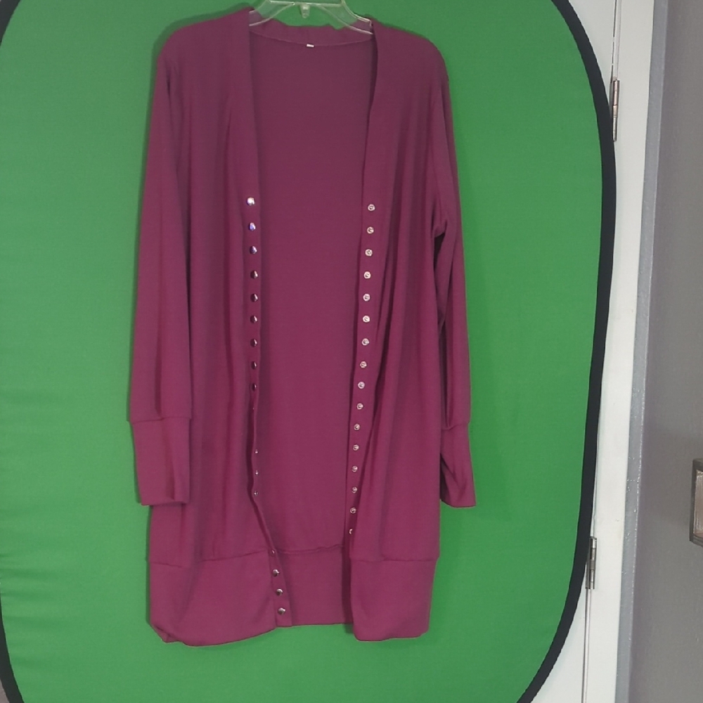 Source Unknown Magenta Open Front Cardigan